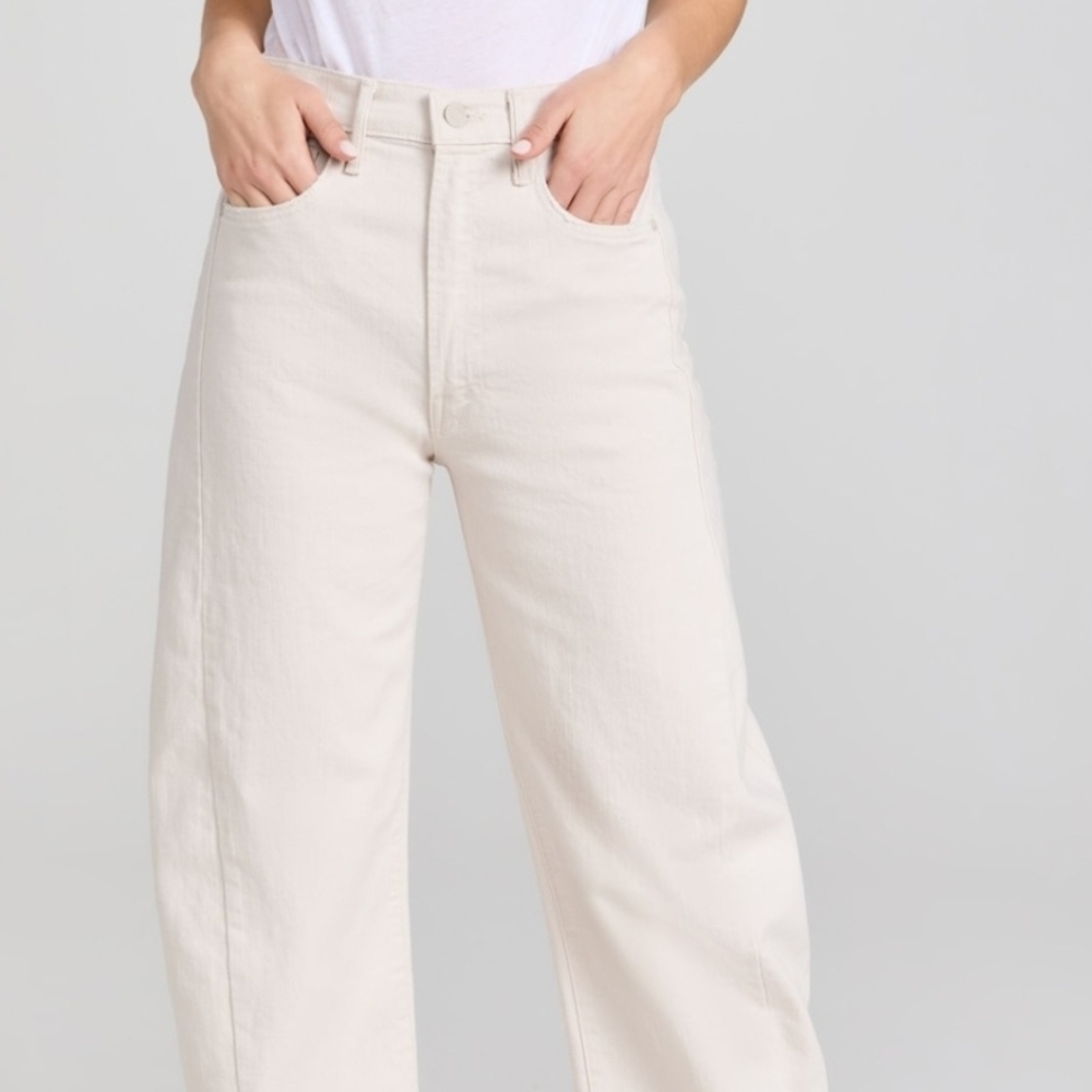 MOTHER Snacks White Straight Leg Jeans Size 33 100% Cotton